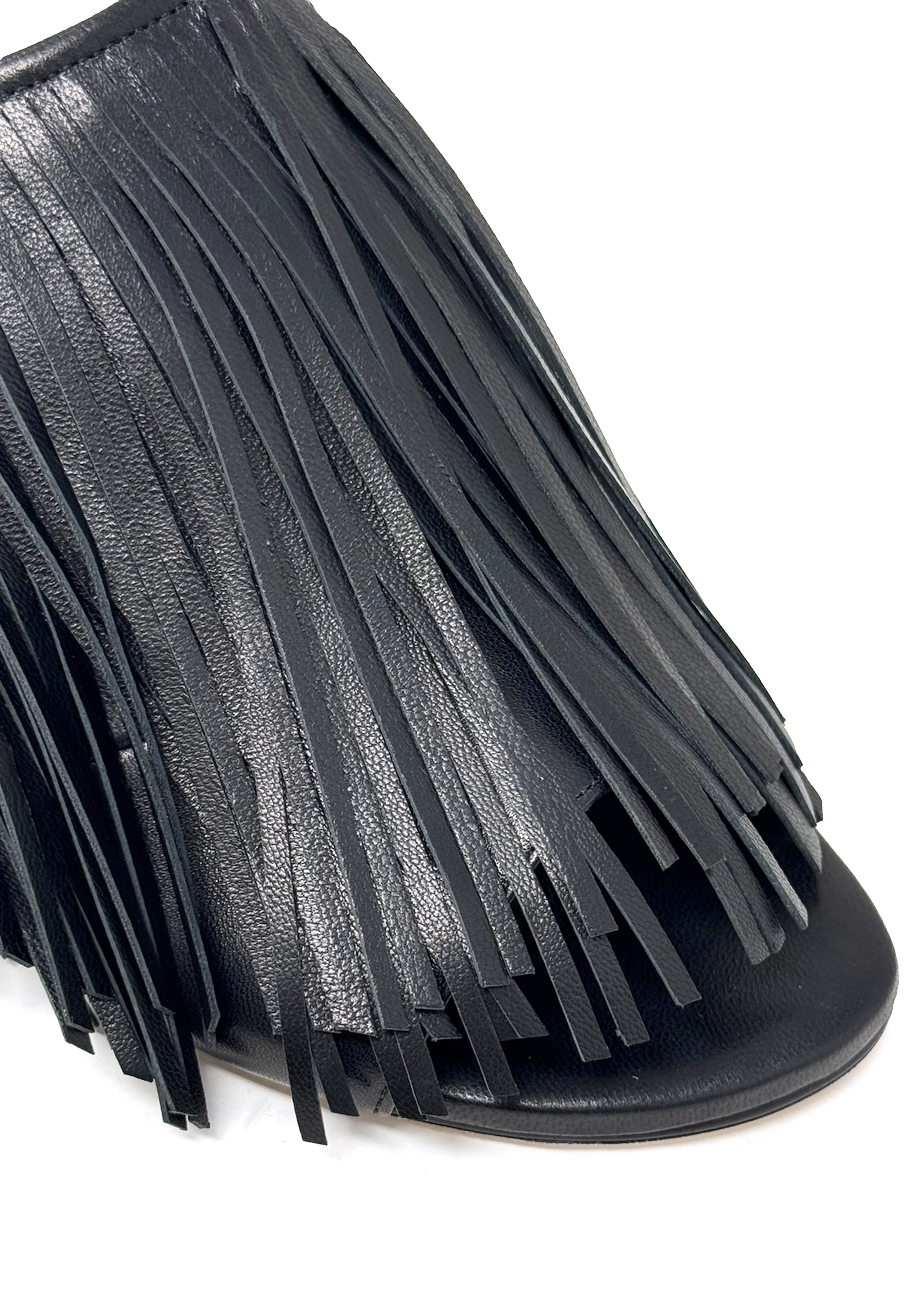 1K5602D Fringed Heel Mule | Black