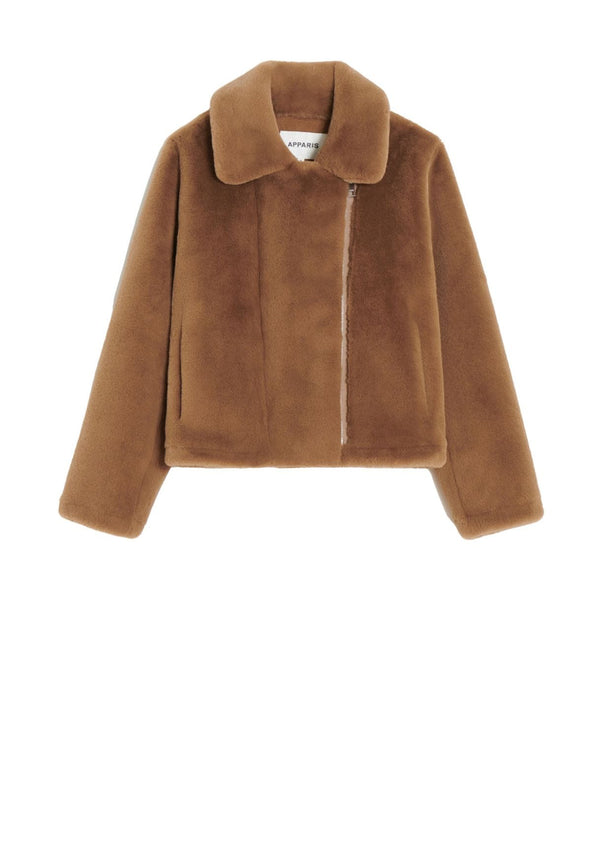 Dahlia Biker Fake Fur Jacke | Camel