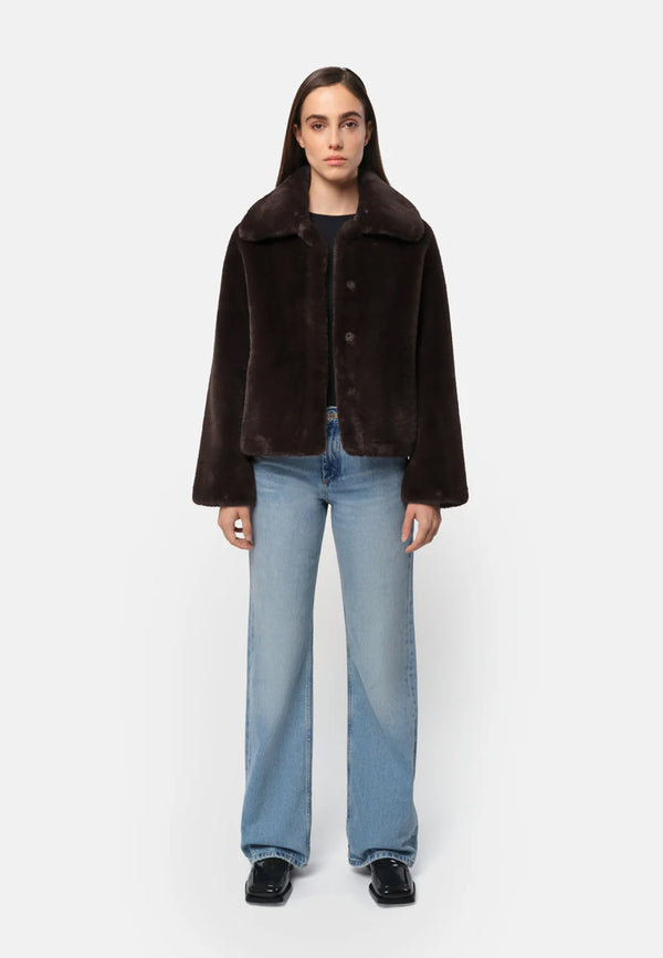 Elis Fake Fur Jacke | Espresso