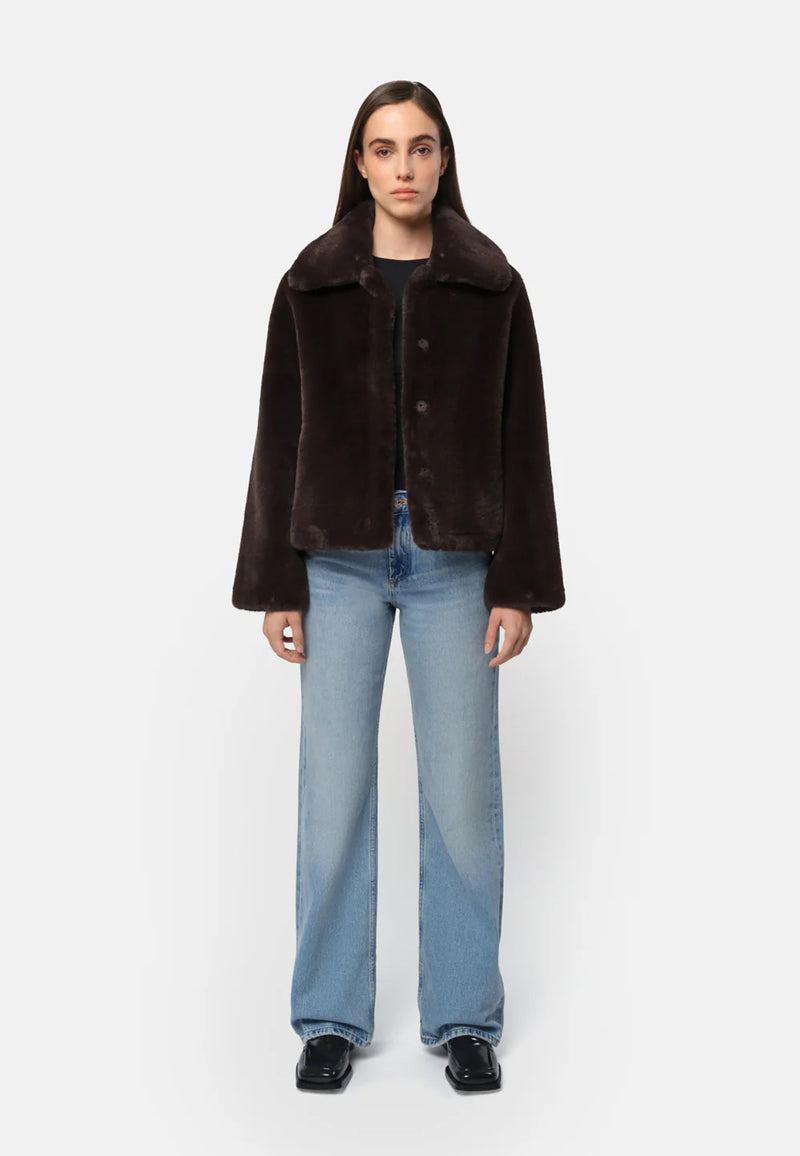 Elis Fake Fur Jacket | Espresso