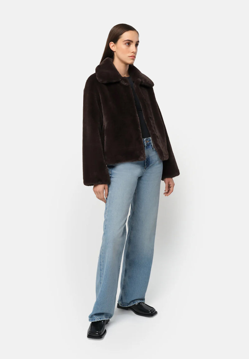 Elis Fake Fur Jacket | Espresso