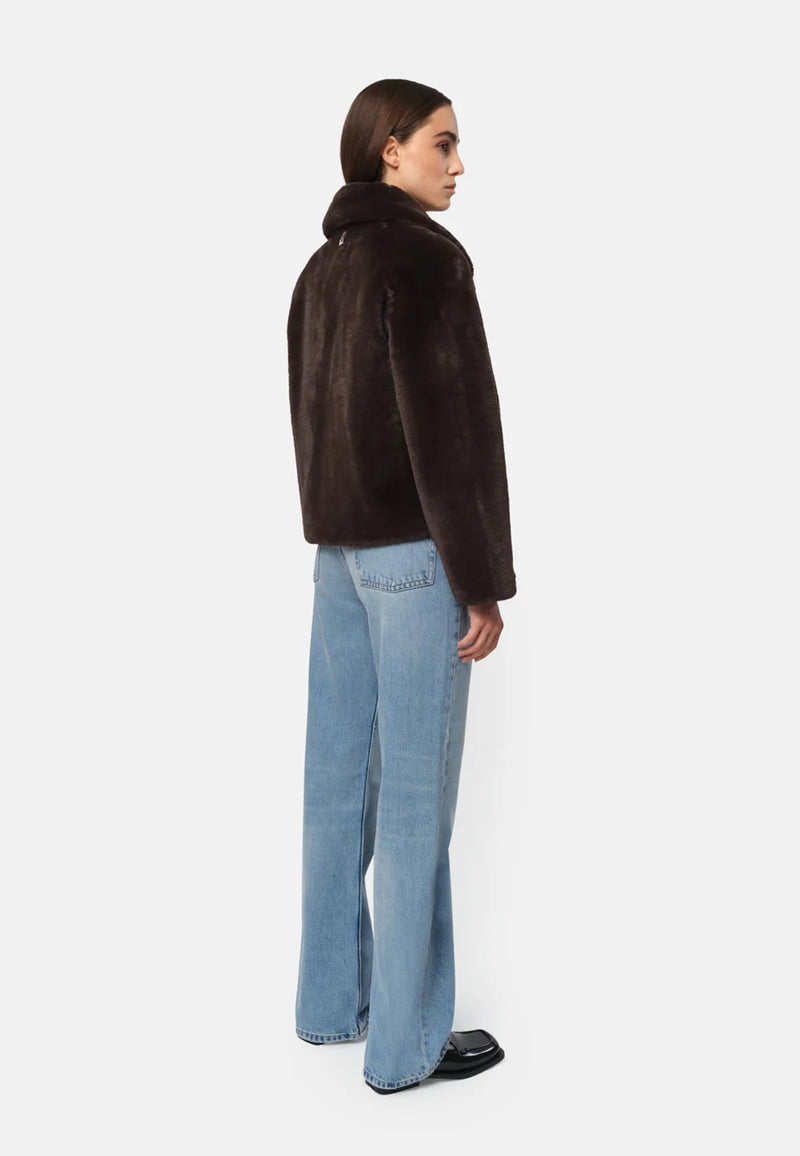 Elis Fake Fur Jacke | Espresso