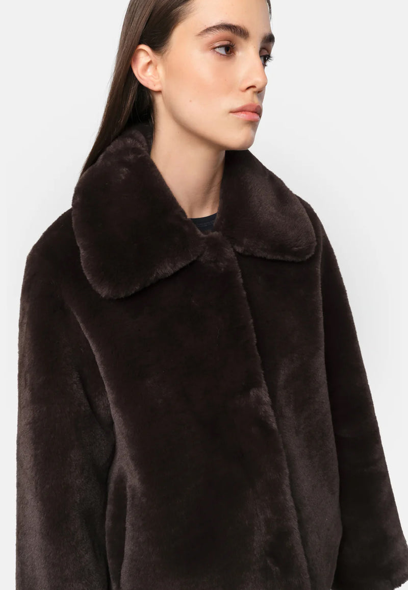 Elis Fake Fur Jacket | Espresso