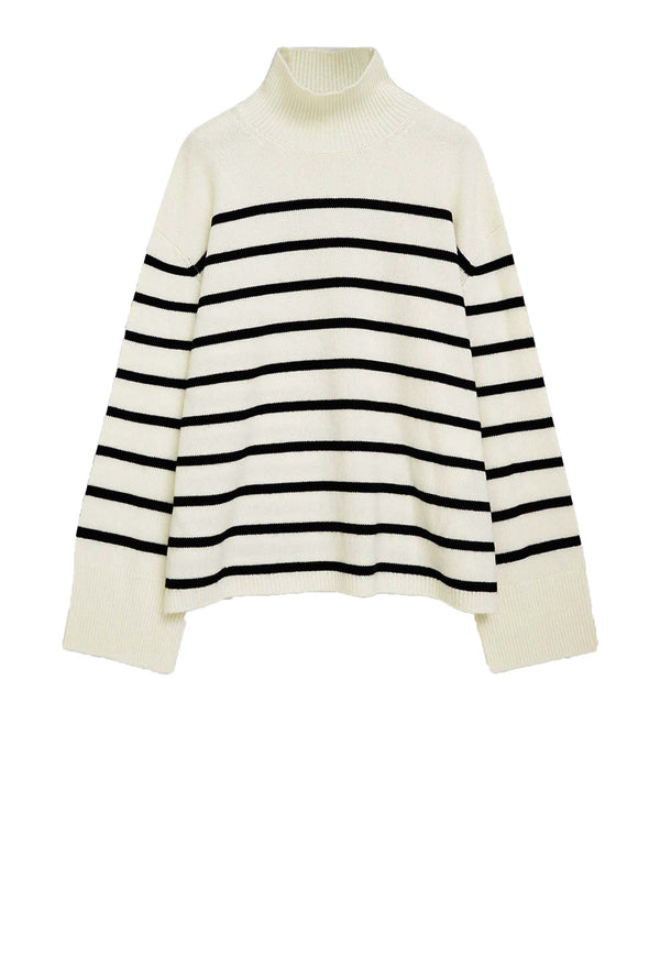 Courtney striped sweater | Ivory Black Stripe