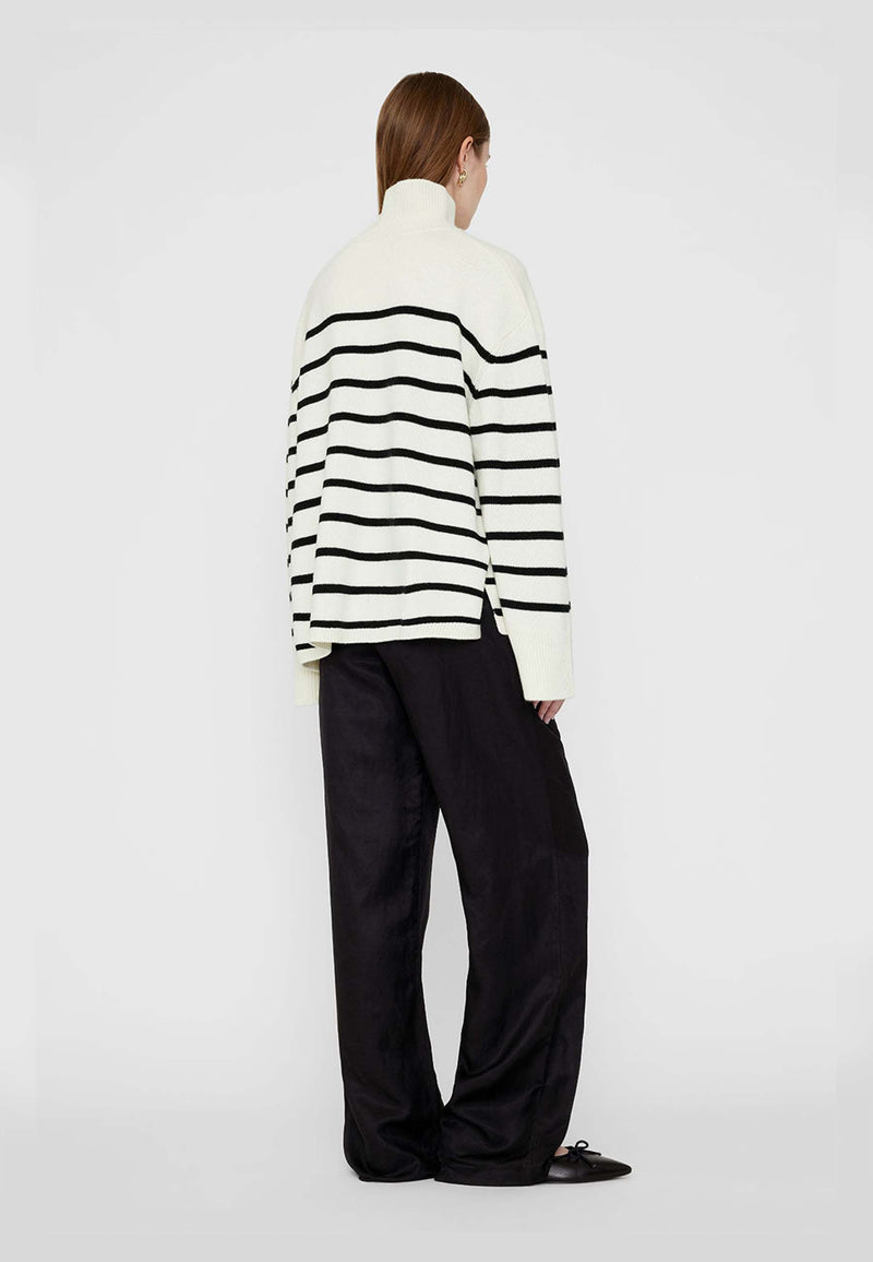 Courtney striped sweater | Ivory Black Stripe