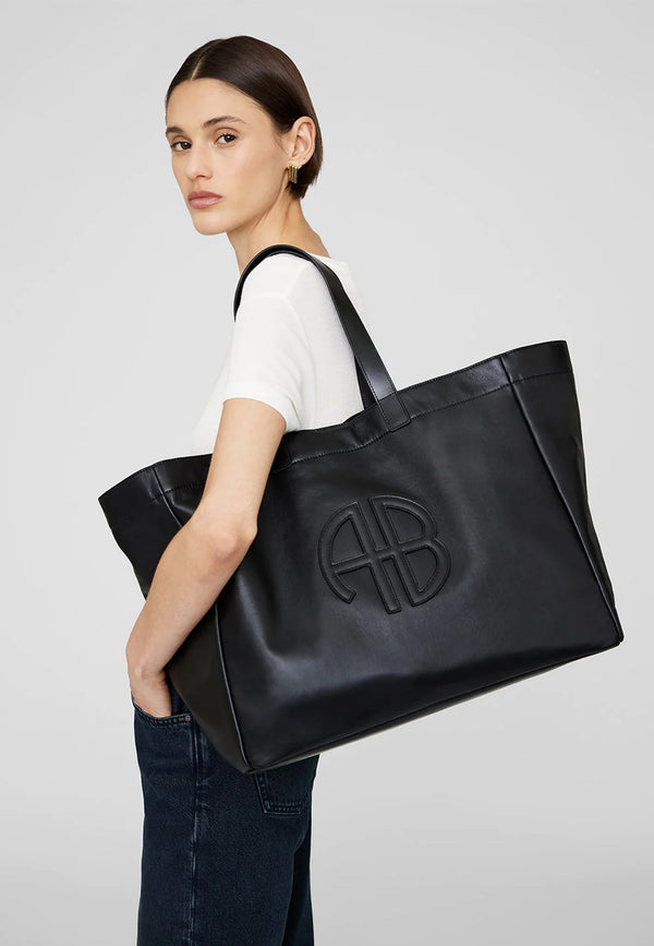 Large Rio Tote Bag | Black Recycled Leather