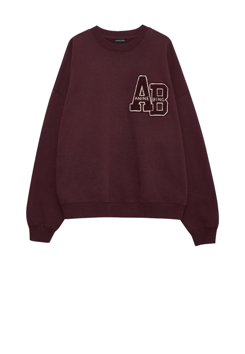 Miles Oversized Letterman Sweatshirt | Dark Burgundy