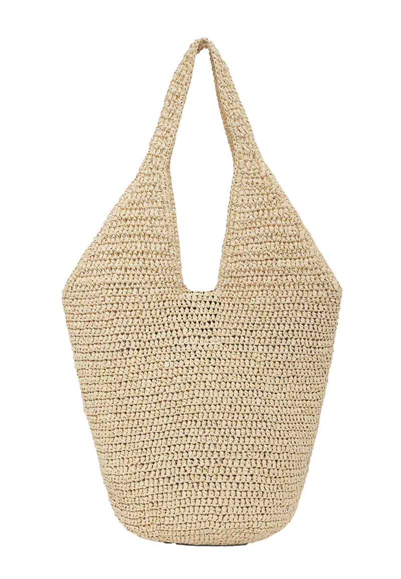Small Leah Hobo Basket | Natural With Black