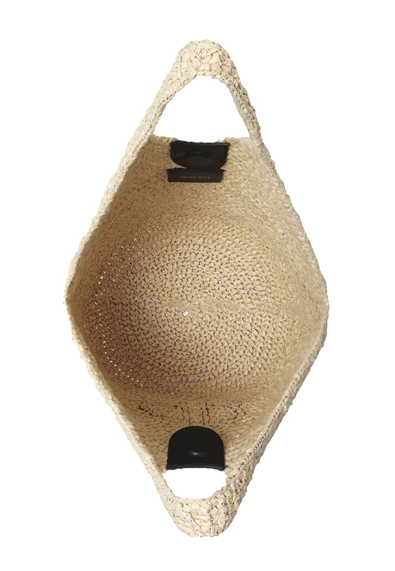 Small Leah Hobo Basket | Natural With Black