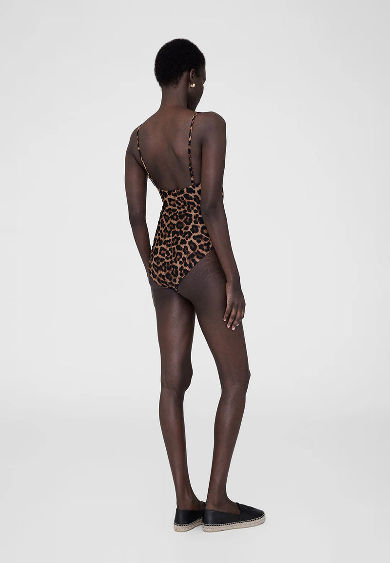 Vesta Swimsuit | Black Brown Leopard