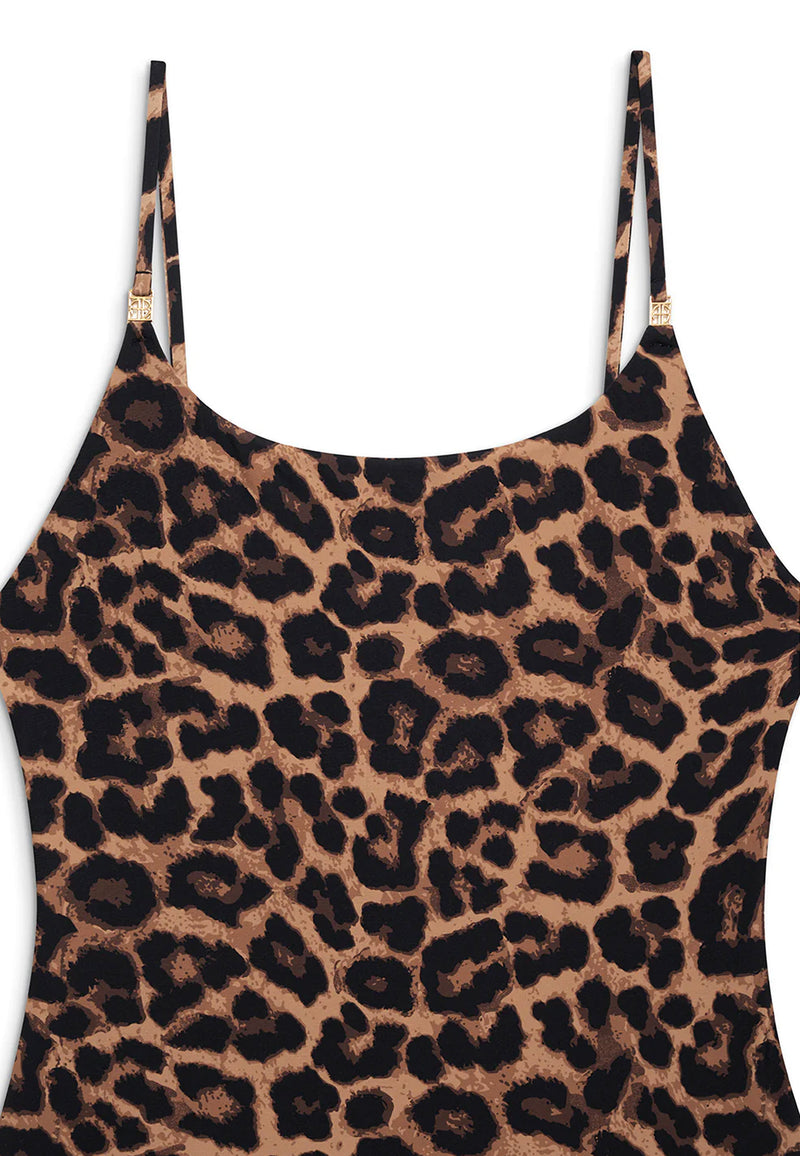 Vesta Swimsuit | Black Brown Leopard