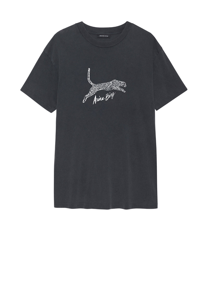 Walker T-Shirt | Spotted Leopard Washed Black