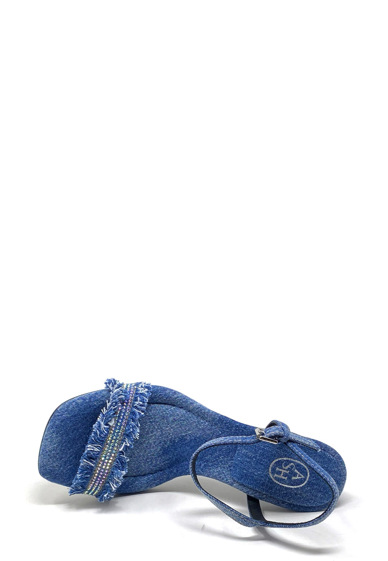 Lover high heel sandal | Blue denim