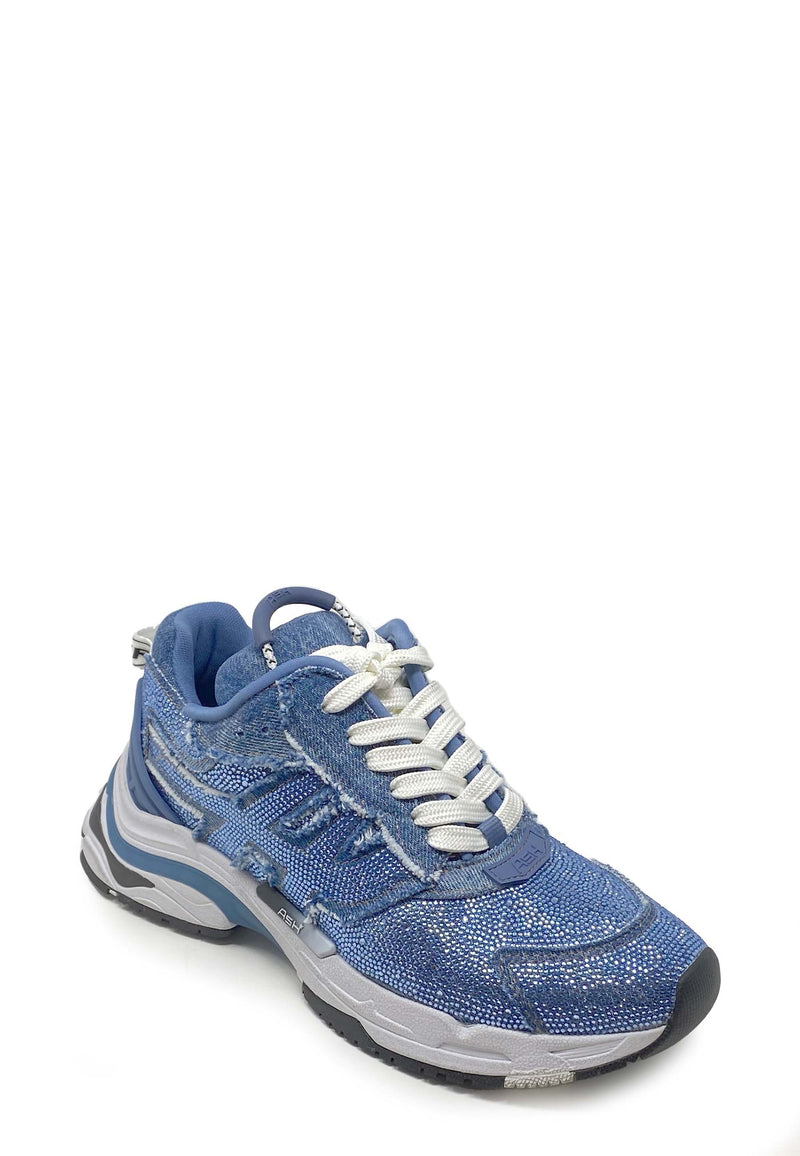 Race Rhinestone Sneakers | Blue denim