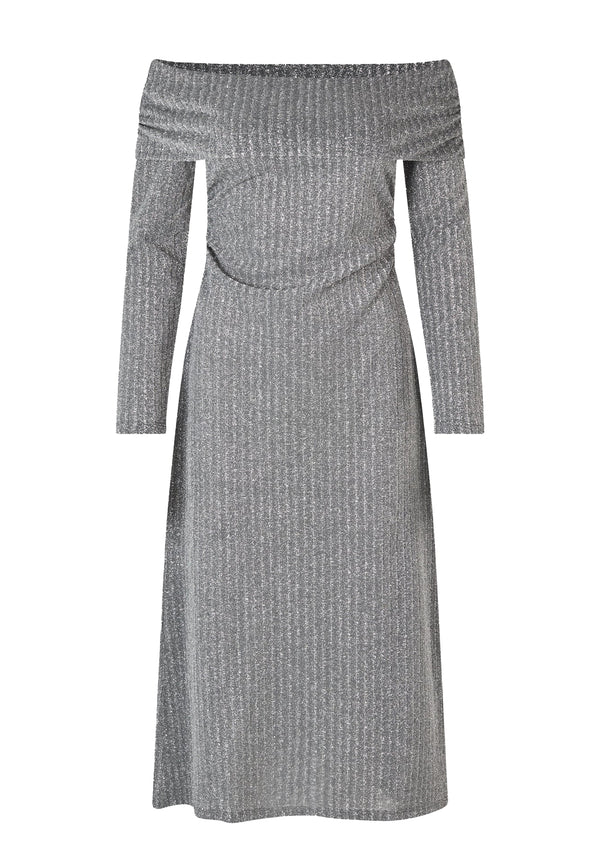 Joa knitted dress | Silver lurex pinstripe