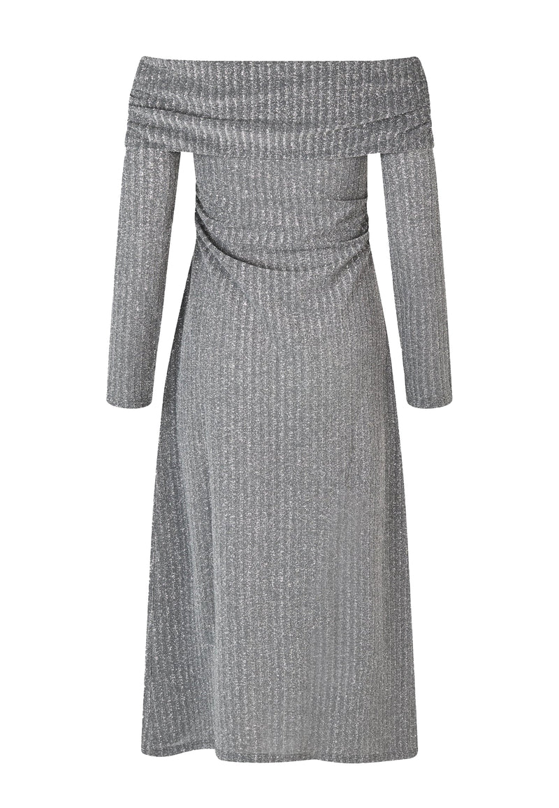 Joa knitted dress | Silver lurex pinstripe