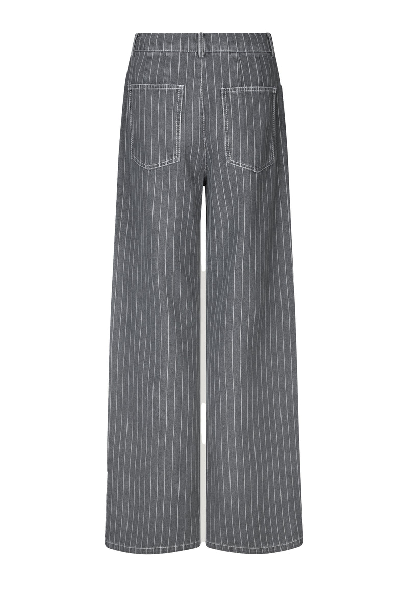 Nanny Pants | Grey Pinstripe Denim