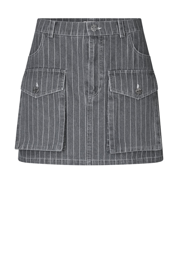 Sali Minirock | Grey Pinstripe Denim