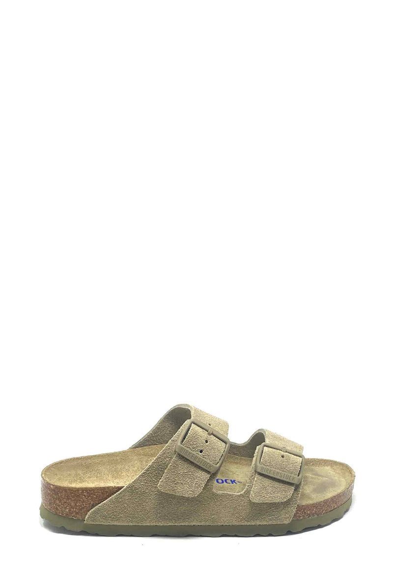 Arizona Soft Footbed Pantolette | Faded Khaki Suede