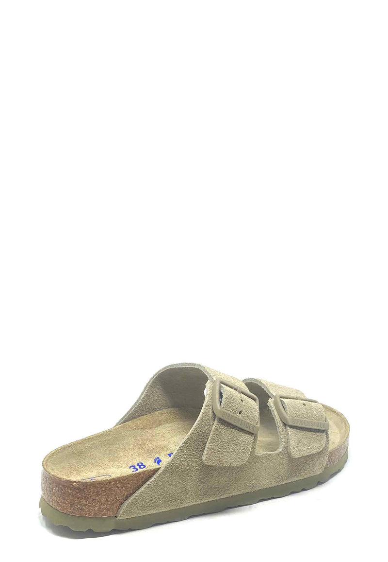 Arizona Soft Footbed Pantolette | Faded Khaki Suede