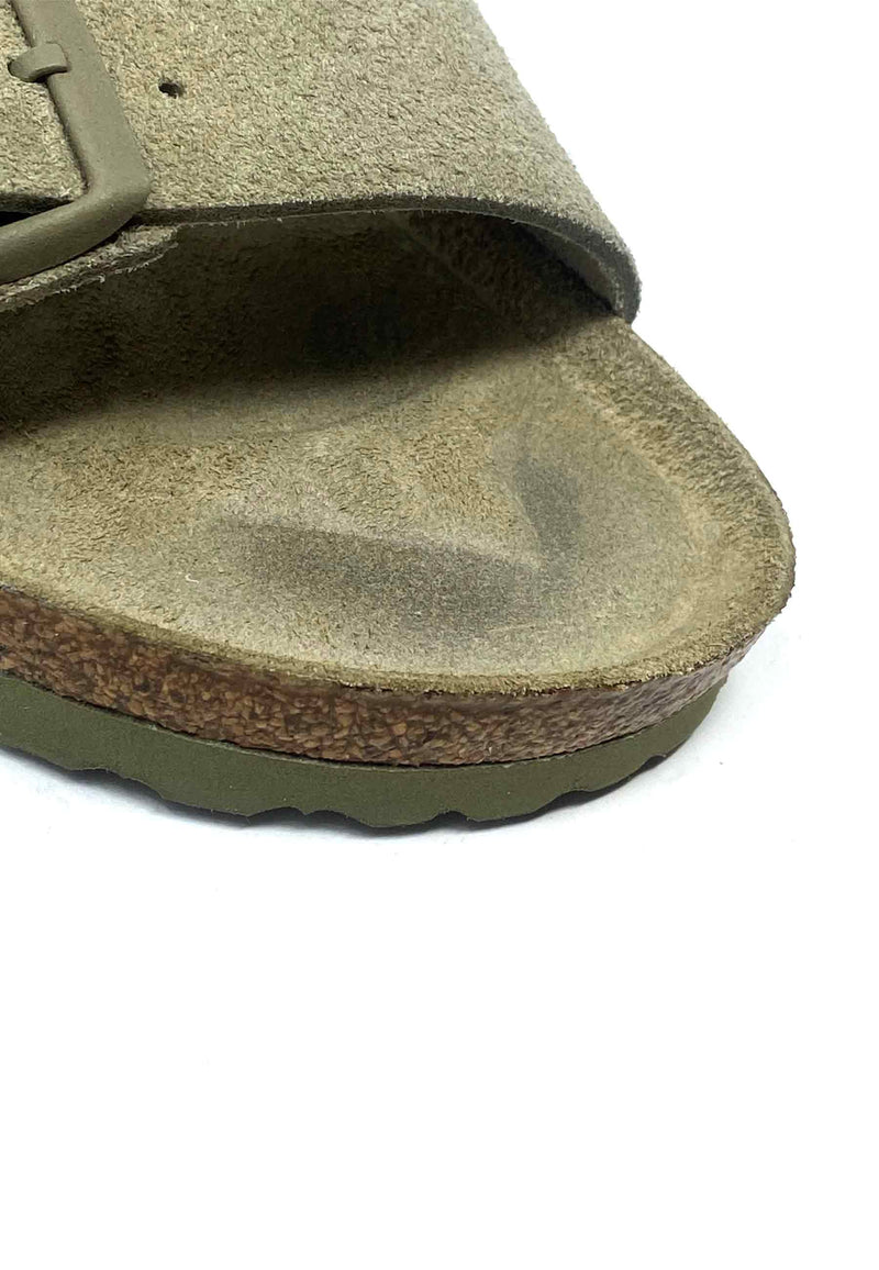 Arizona Soft Footbed Pantolette | Faded Khaki Suede