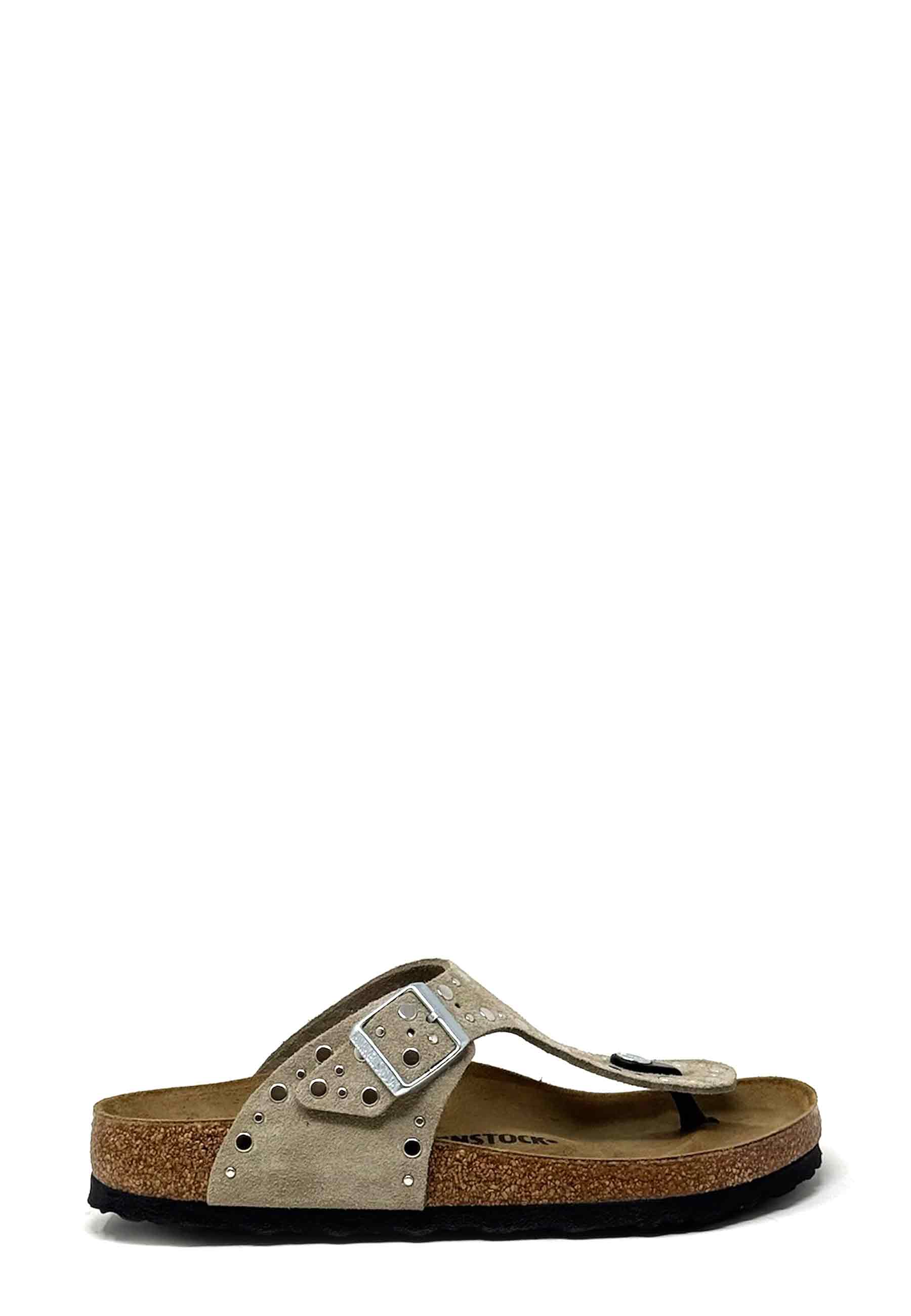 Gizeh Rivet Pantolette | Taupe Suede