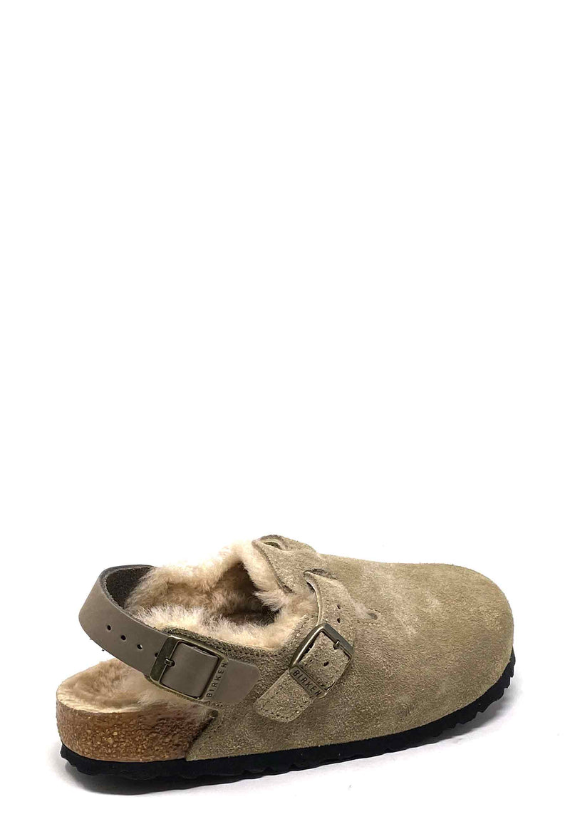 Tokio Clog | Taupe Shearling Suede