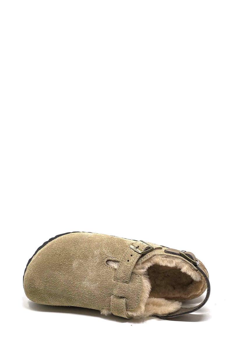 Tokio Clog | Taupe Shearling Suede