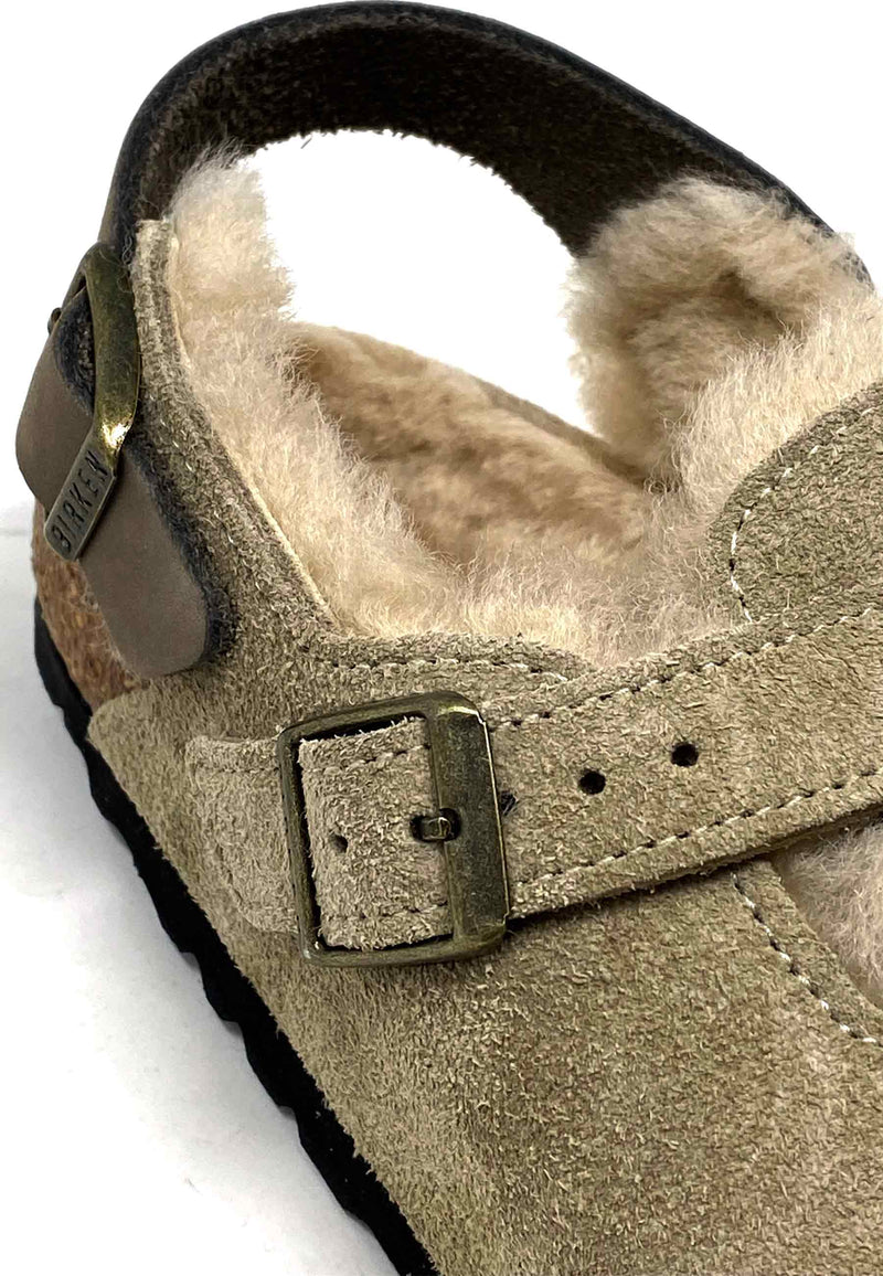 Tokio Clog | Taupe Shearling Suede