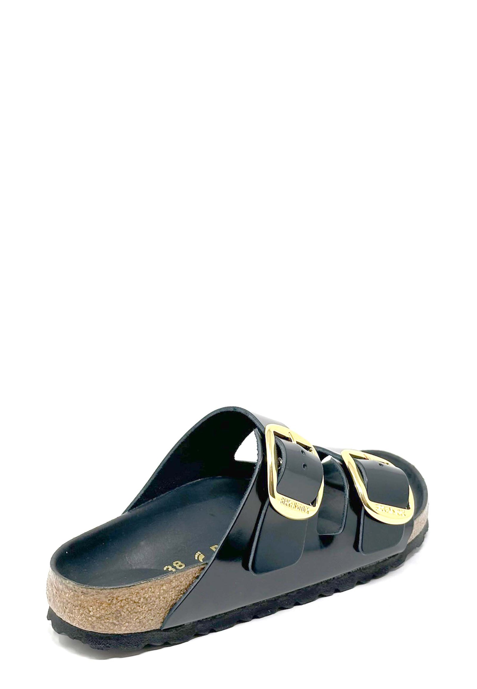 Arizona Big Buckle Pantolette Black Natural Patent