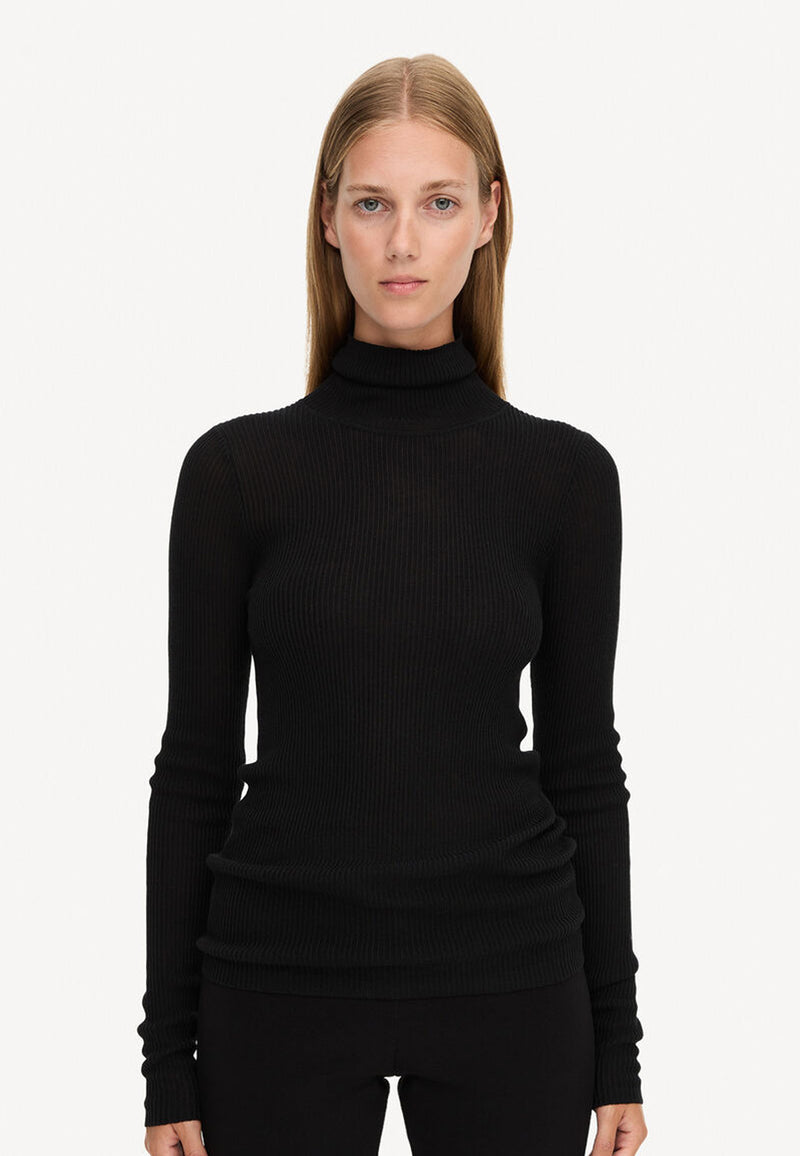Ronella rullekrave sweater | Sort