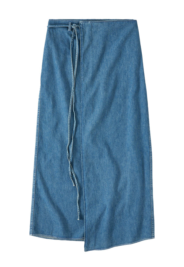 C93961 Denim Wrap Skirt | Mid Blue