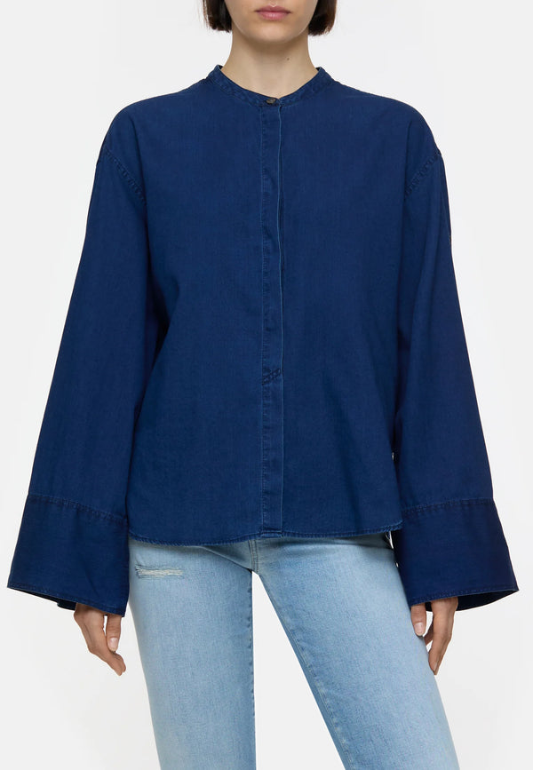 C94432 Turn Up Blouse | Dark Blue