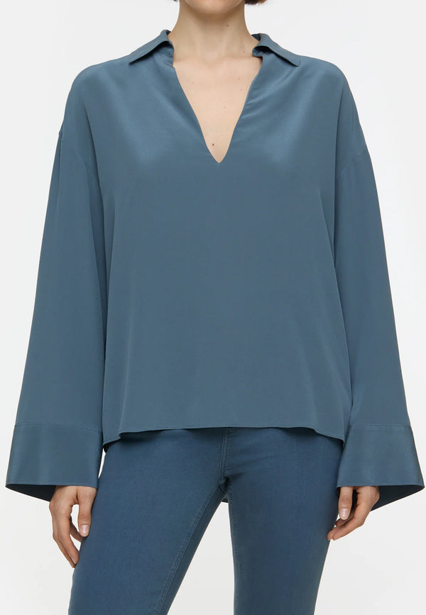 C94437 Drapy Blouse | Graphite Blue