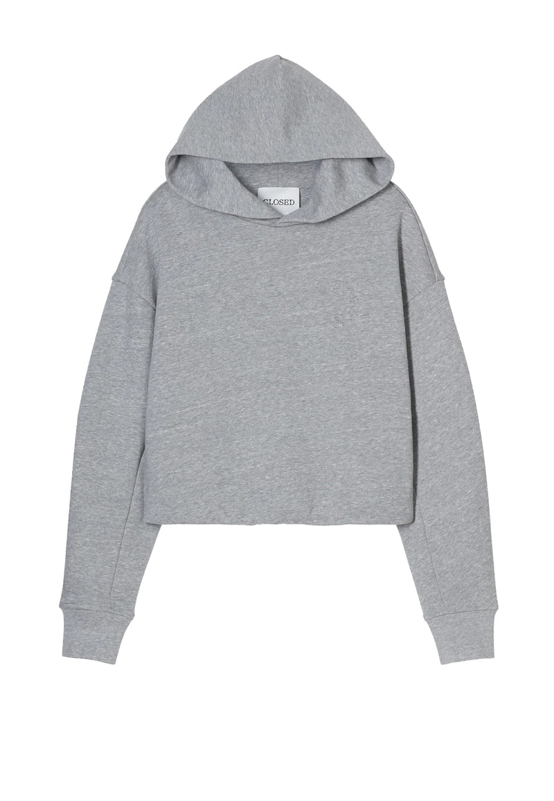 C95350 Folded Hem Hoodie | Light Grey Melange