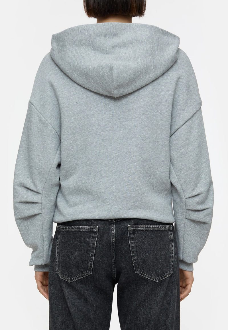 C95350 Folded Hem Hoodie | Light Grey Melange