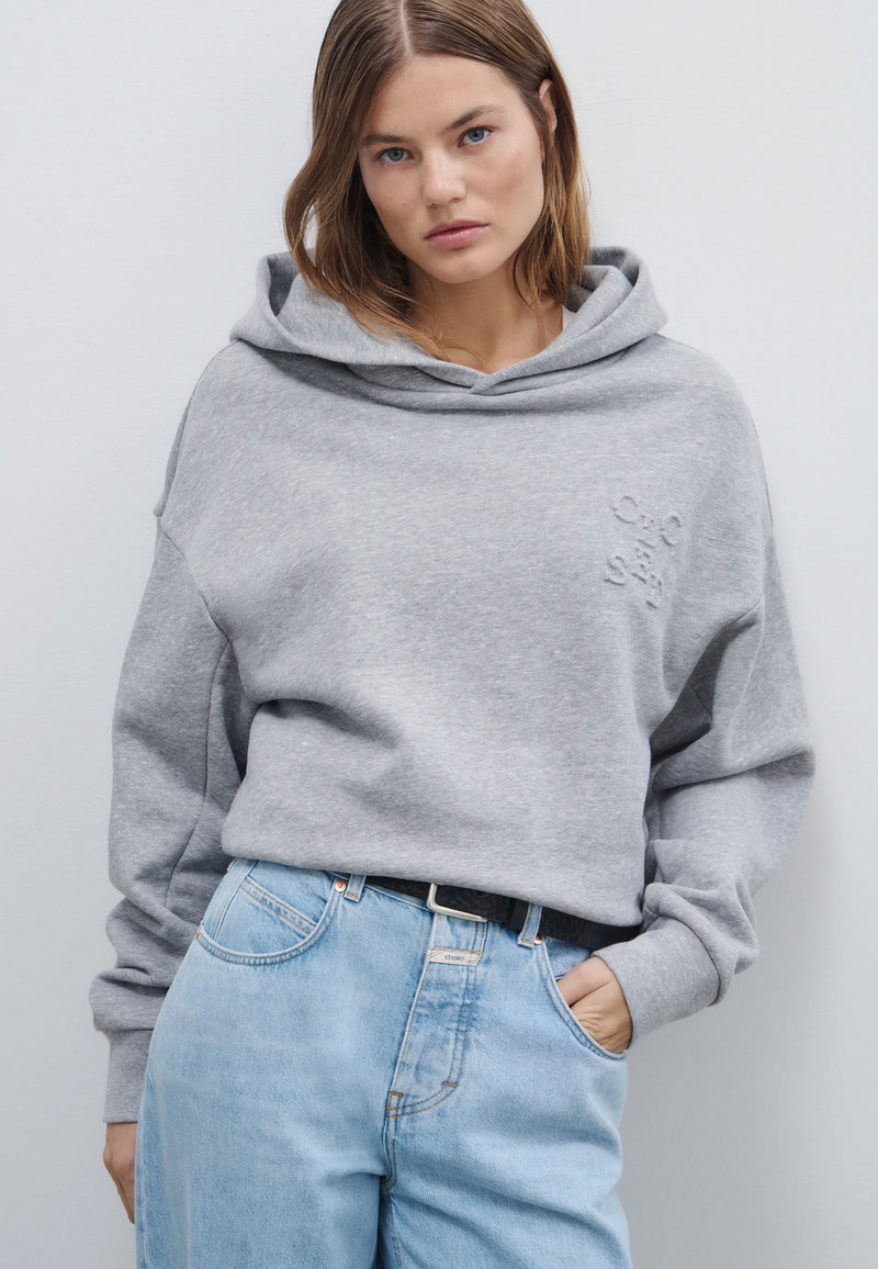 C95350 Folded Hem Hoodie | Light Grey Melange