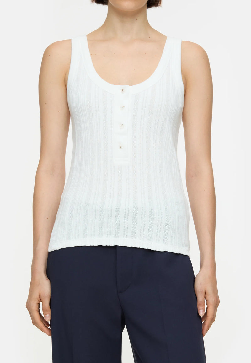 C95562 Half Placket Tank Top | Ivory