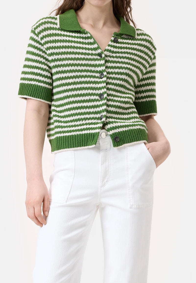 C96145 Kurzarm Cardigan | Matcha Green