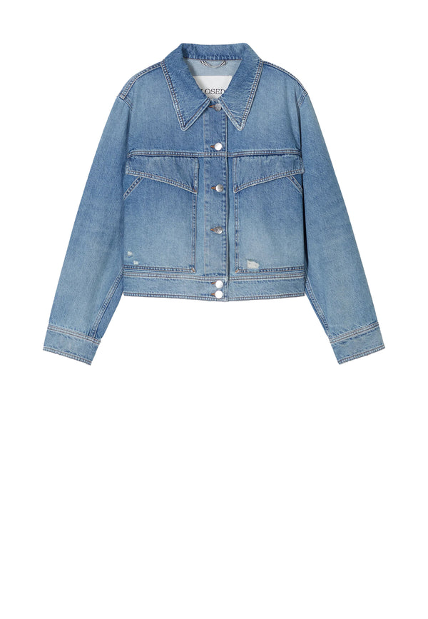 C97008 Open End Denim Jacket | Mid Blue