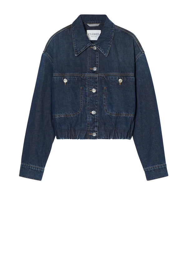 C97959 Folded Hem Denim Jacket | Dark Blue