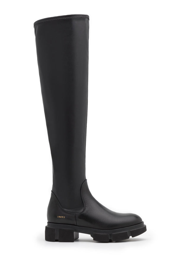 CPH544 Overknee Boot | Black Vegan Stretch