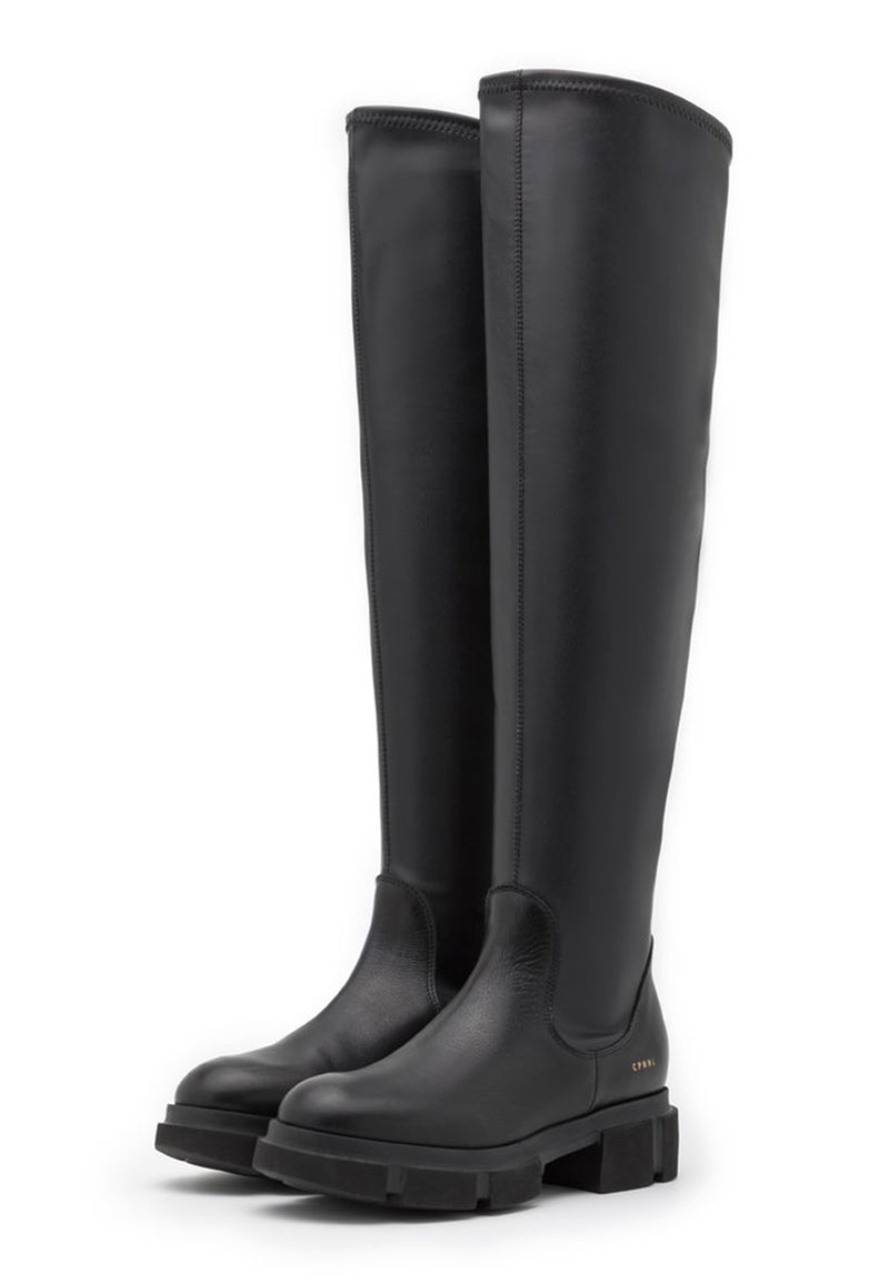 CPH544 Overknee Boot | Black Vegan Stretch