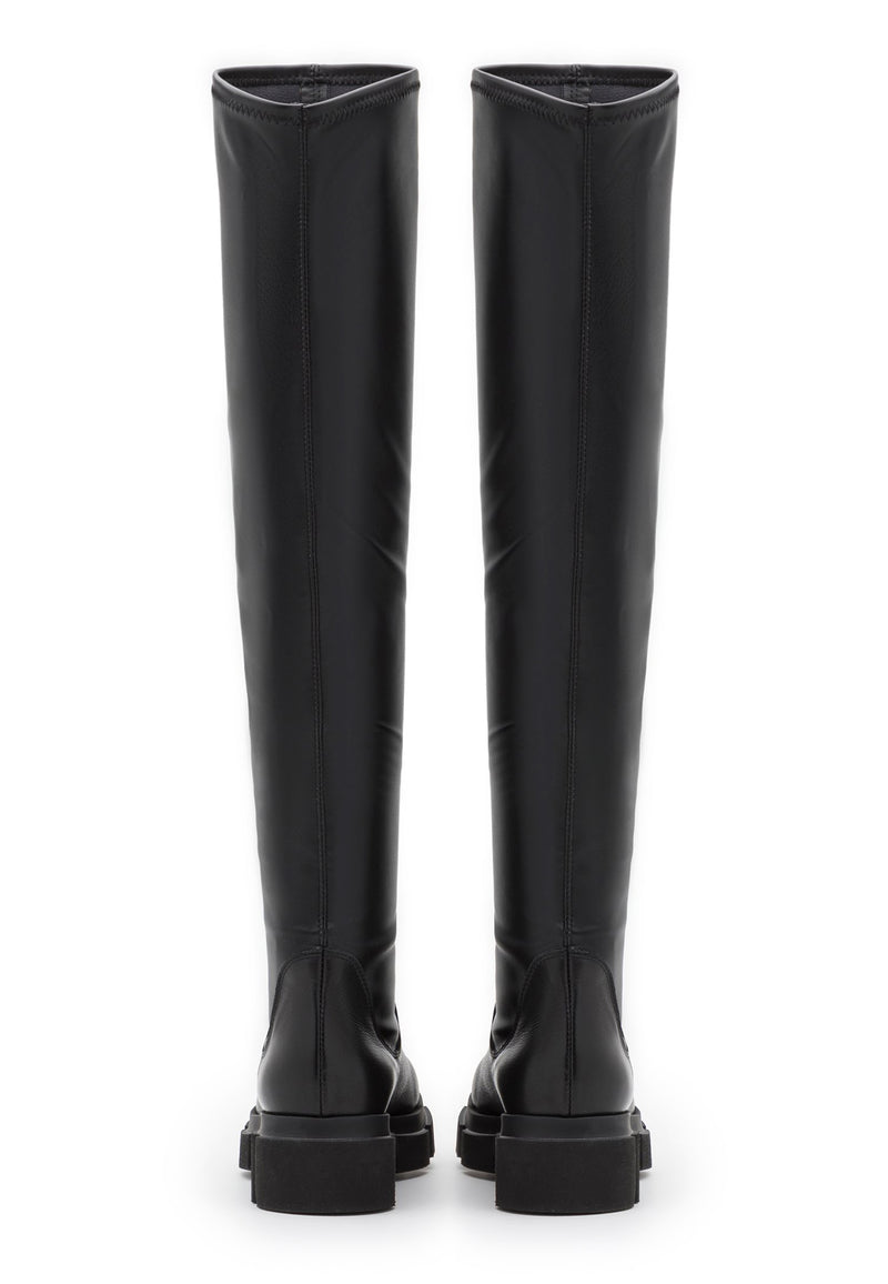 CPH544 Overknee Boots | Black Vegan Stretch