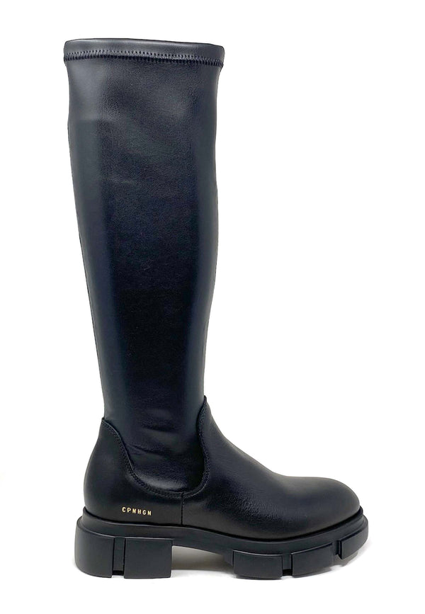 CPH556 Long Shaft Boot | Black Nappa Vegan