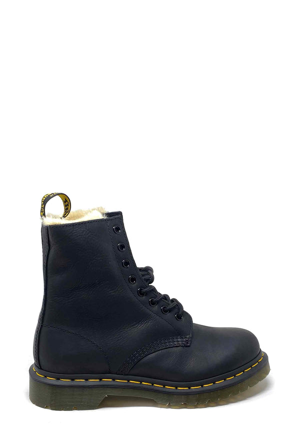 Serena Lace Up Boot | Black Wyoming Faux Fur