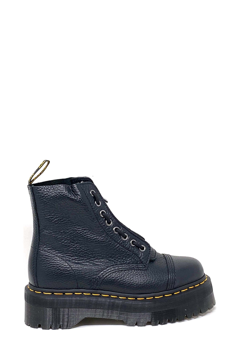 Sinclair lace-up boot | Black milled nappa