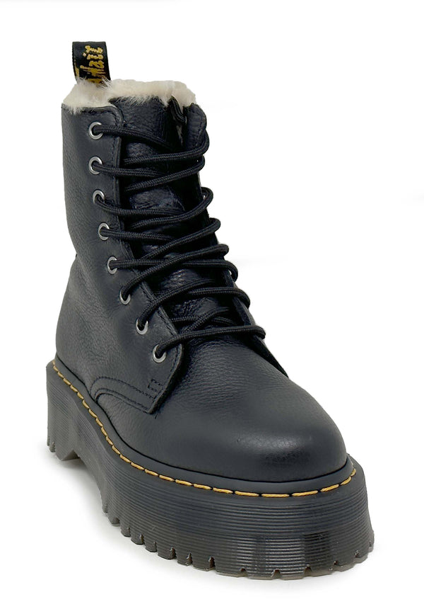 Jadon lace-up boot | Black Pisa Faux Fur