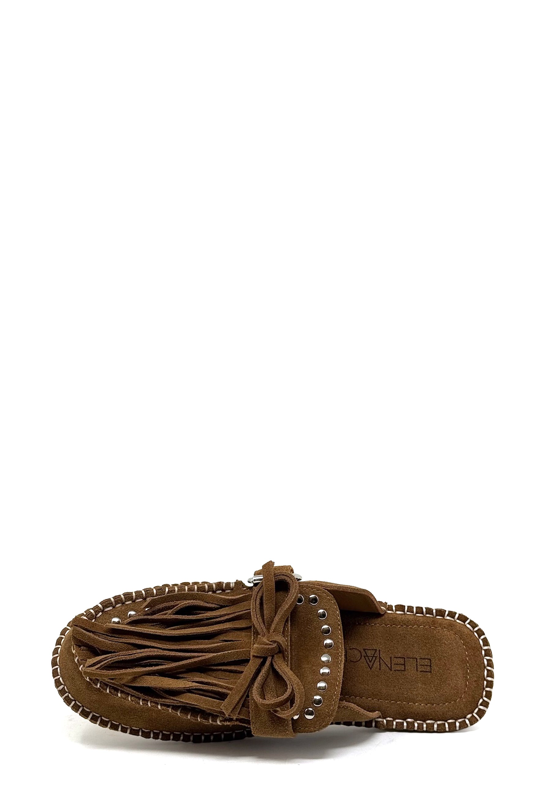 C28 Fransen Clog | Tan Suede