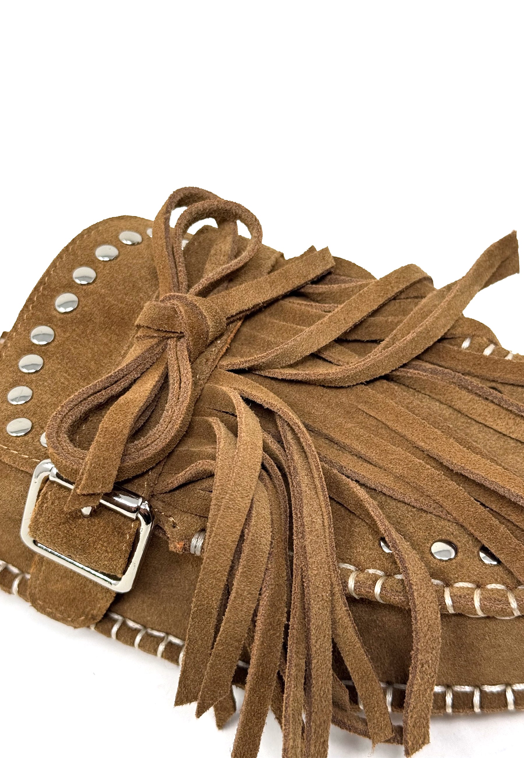 C28 Fransen Clog | Tan Suede